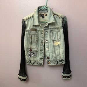 Retro 90s Grunge Studded Denim Jacket